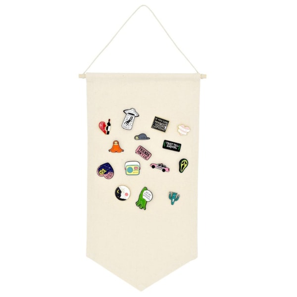2 st väggmonterad bricka display canvas emalj brosch samling display banner medalj pin förvaring krage flagga vimpel ram(beige)