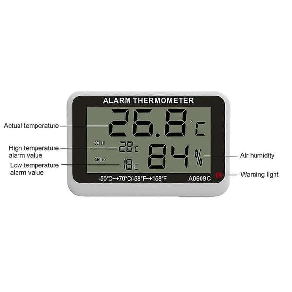Termometer Hygrometer LCD Display Digital Måler Høj/Lav Temperatur Alarm