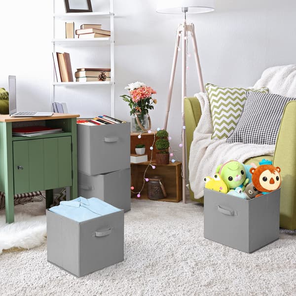 Store bokser 33 x 33 x 33 cm, sett med 6 sammenleggbare oppbevaringsbokser