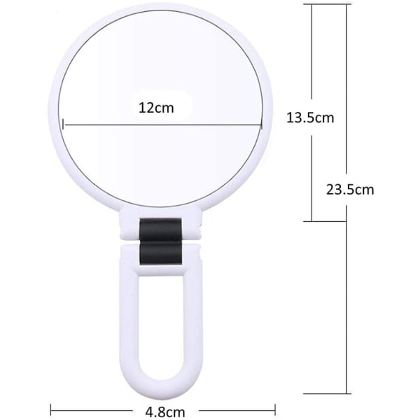 1x 15x forstørrende håndholdt speil, dobbeltsidig sammenleggbart speil