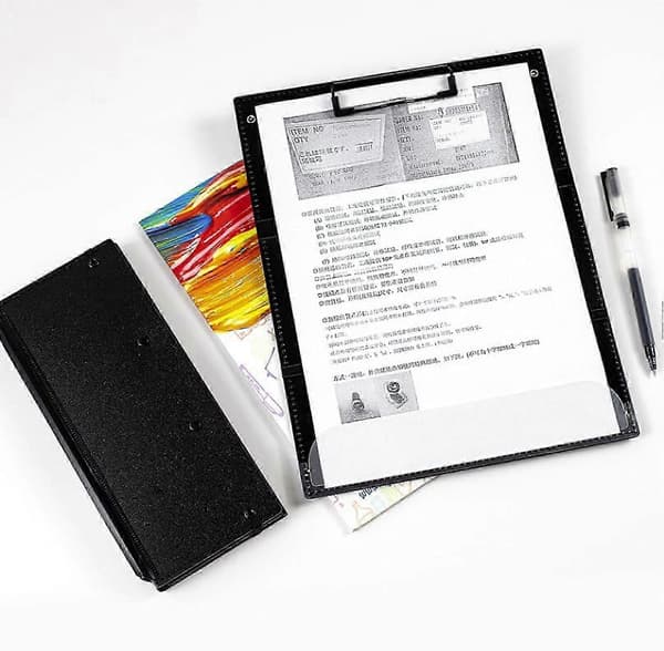 Foldbar sygepleje clipboard, lommeformat rustfrit stål 3-lags metal notesblok