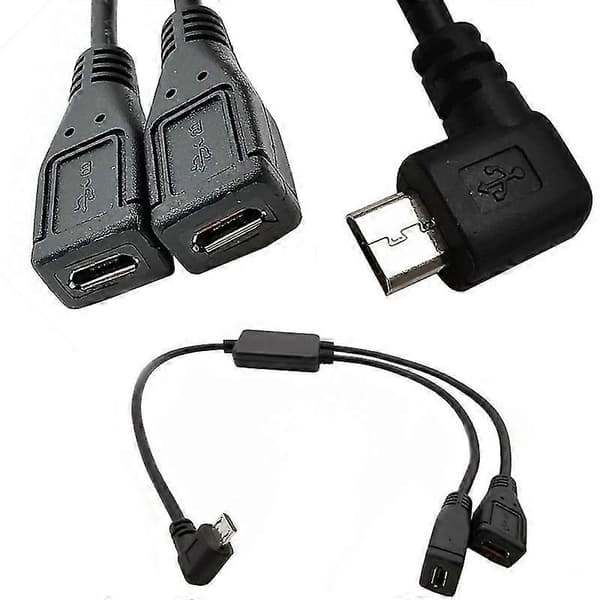 Splitter Micro USB-kabel, 5-pinners hann til 2 hunn Y-splitterkabel lader