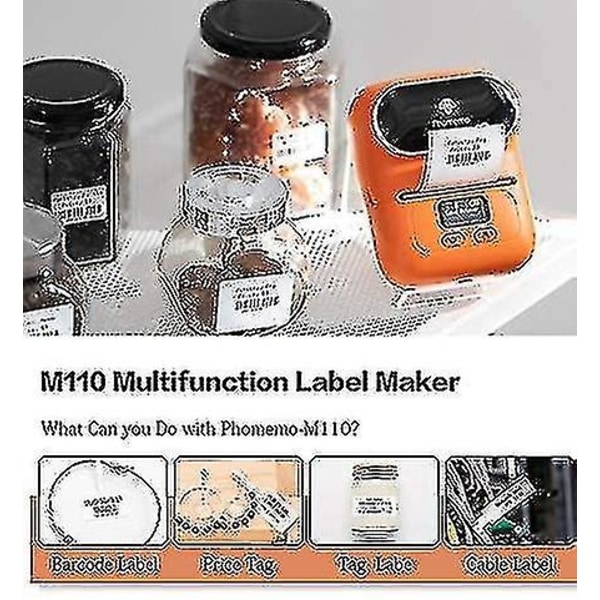 M110 Etiketmaskine, Termisk Etiketprinter Med Trådløs Bærbar Etiketprinter Til Stregkoder Selvklæbende Printer orange