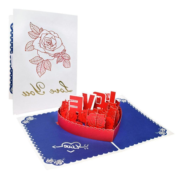 Alla hjärtans dag gratulationskort 3D ros presentask blomma presentkort för kärleksfirande minnesvärd stund för flickvän utsökt hantverk