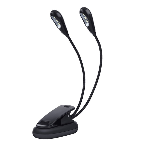 Musiikkitelineen LED-valo, Mini-kaksoisvarsikiinnike Valo Säädettävä Lukuvalo 6 Helmiä USB-kaapelilla Lamppu E-lukijalle Kirja & Sängynpääty (6 Helmiä)