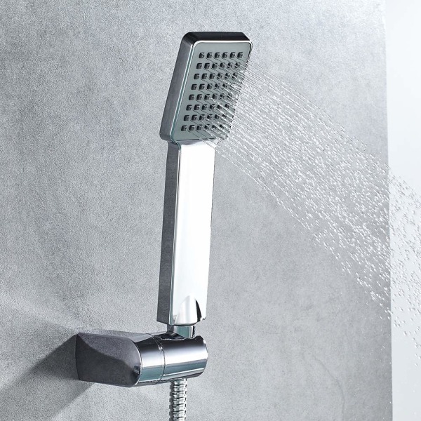 Høytrykks firkantet dusjhode, , Universal håndholdt dusjhode, sparedusjhode, regndusjhode for badekar, 1/2" tilkobling, krom