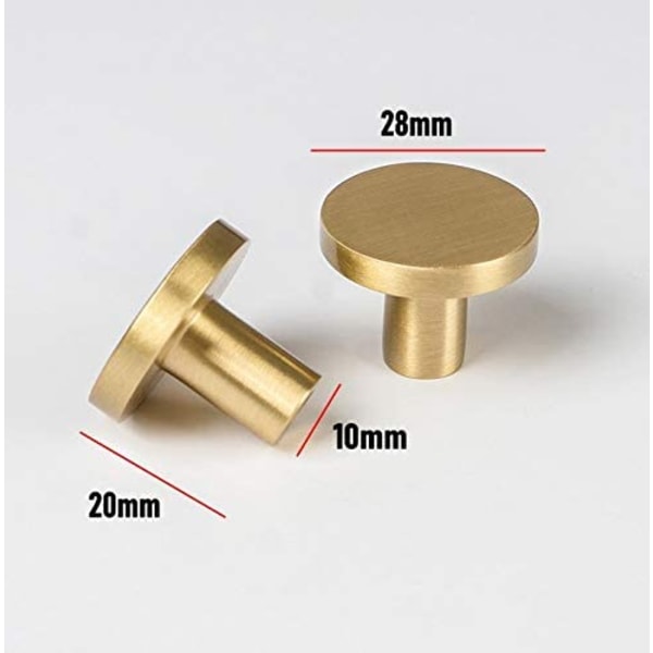 10 stk. Guld Messing Skabsknopper (Runde)