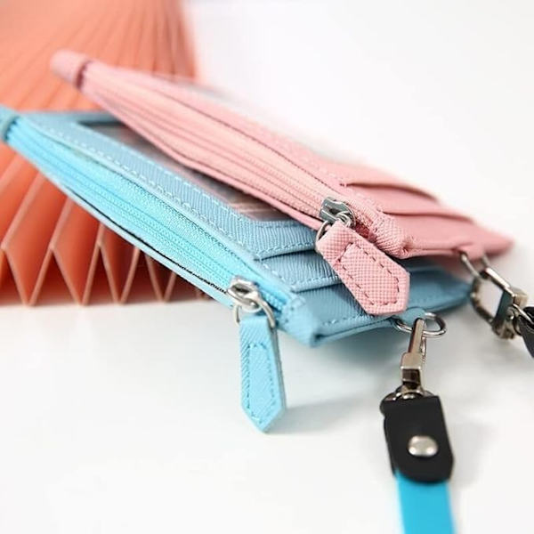 Badge Lanyard, Kortindehaver til Lanyard, 3 stk. Læder Id-Etuier Hals Lanyard Mønt Penge Nøgle Kreditkort Indehaver Tegnebog Studerende Buskort Tasker Punge Badge rose