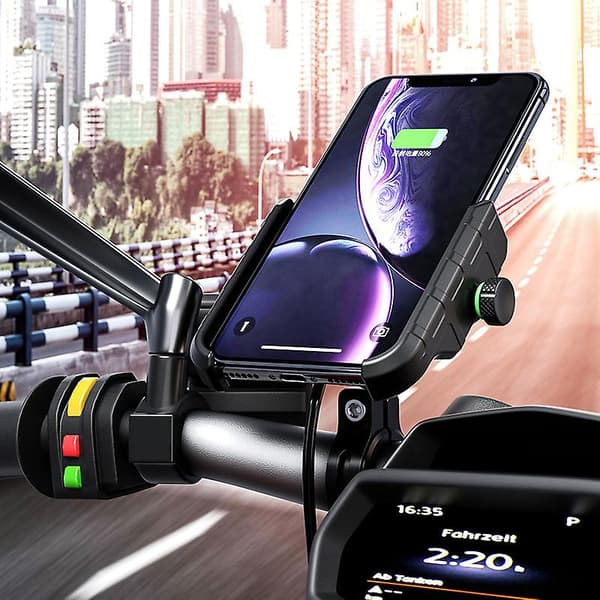 Qi Trådløs Lader Hurtiglading 3.0 Motorsykkel Styrefeste Telefonholder
