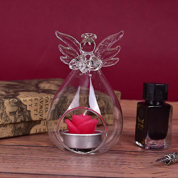 2 stk. Engel Glas Tealight Holder Hjem Fest Dekoration Lys Transparent