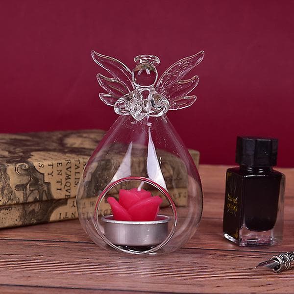 2 stk Engler i Glass Lysestaker Hjemmefest Dekor Lys Transparent