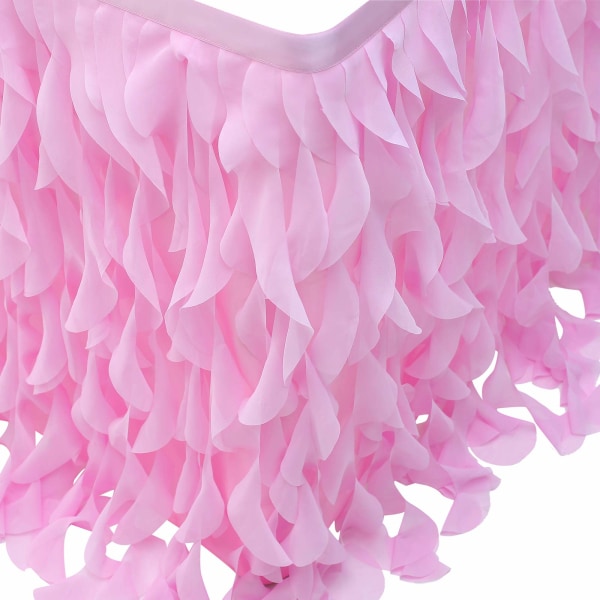 Hängande tyll bordskjol Tutu bordskläder för födelsedagsbröllopsfester, sängdekor rosa 77 H x L 275 cm