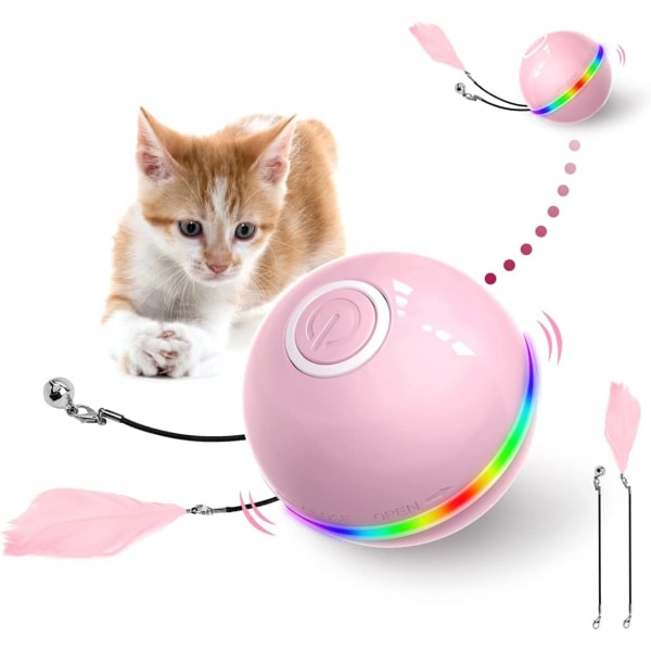 Toy Ball with LED Light,Ring Bell Feather Toy,USB Rechargeable