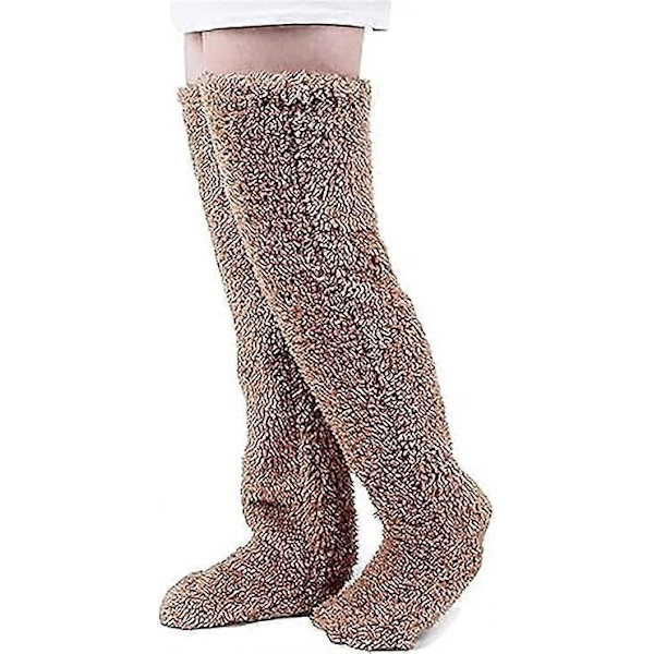 Teddy Legs Strumpor, Mysiga Strumpor, Över Knä Hög Fuzzy Plush Toffelstrumpor, Varma Över Knä Skor, Fuzzy Ben, Långa Fuzzy Strumpor brown