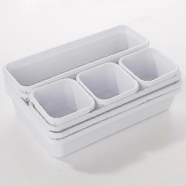 8 stk. Plast Skuffeorganisatorer Skuffe Bestikkorganisator Husholdnings Skrivebord Diverse Skuffe Oppbevaringsboks hvit White
