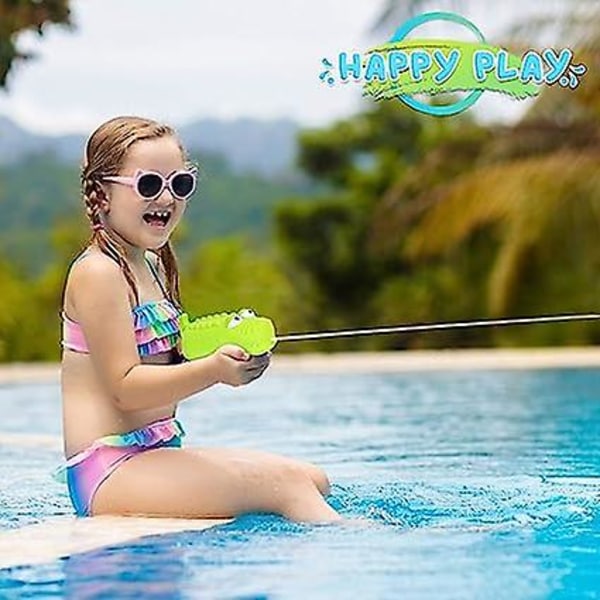 Vattenpistol, vattenpistol för barn, 2-pack vattenpool sommarleksak med, poolleksak, för utomhuspool, trädgård och strand (krokodil)