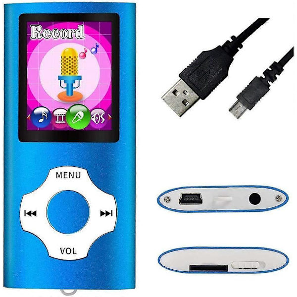 MP3/MP4 Bärbar Spelare, 1,8 Tums LCD-Skärm, Max Stöd 64GB, Blå blue