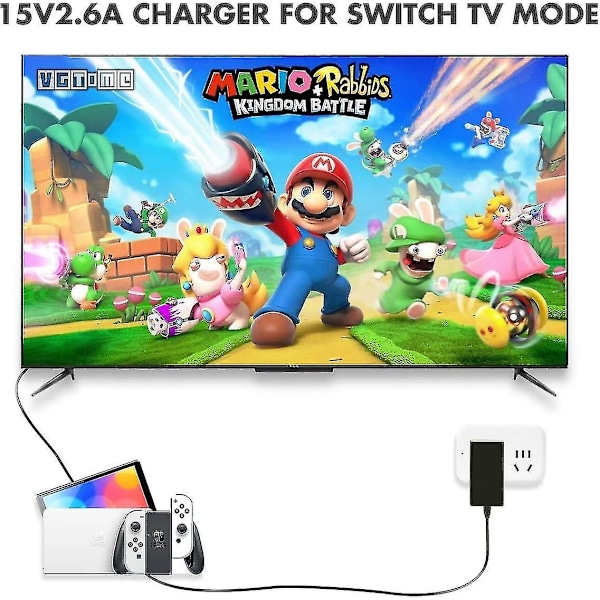 Lader for Nintendo Switch, Switch Lite og Switch OLED, støtter Nintendo Switch TV-dockmodus AC