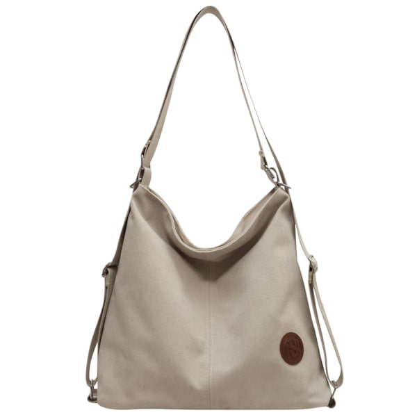 Dam Canvas Handväska Vintage Topphandtag Tote Bag Multifunktionell Casual Tote Bag Skolväska, vit