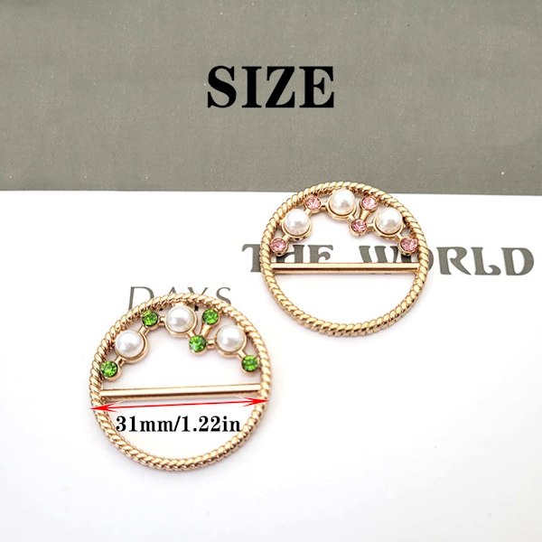 8 st metallkläder wrap cirkelklämma spänne silke sjal ringklämmor runda strass sjal ring spänne för klänning midja hatt dekor