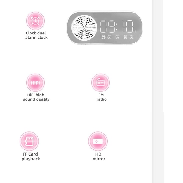 Digital Alarm Clock Radio, Bluetooth HiFi-høyttaler FM-radio