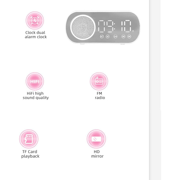 Digital väckarklocka radio, Bluetooth HiFi-högtalare FM-radio