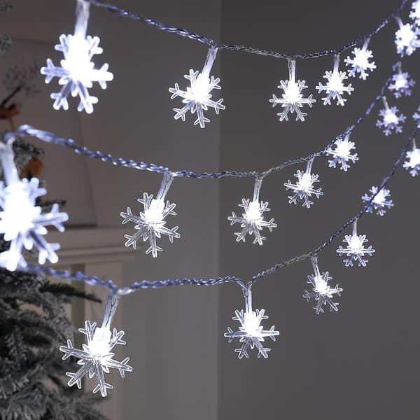 Solcelle-lysstreng Utendørs, 30 LED 6,5m Vanntette Lys Dekorasjon Snøfnugg Juledekorasjon