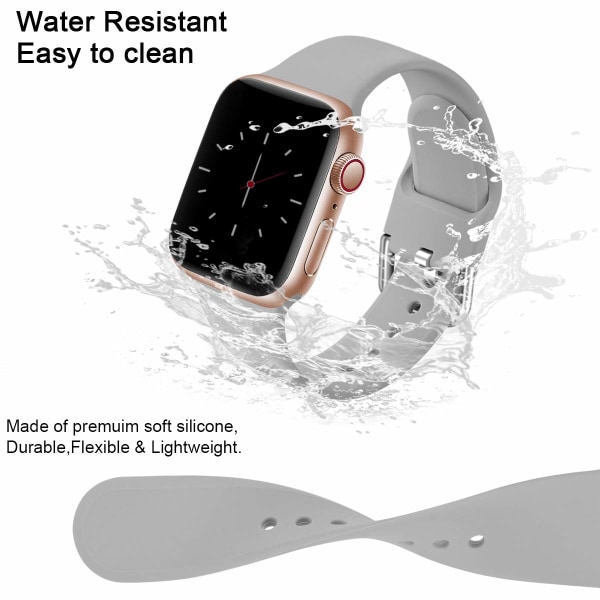 Pack 3 Remmar Kompatibel med Apple Watch Strap, iWatch Series 8 7 6 5 4 3 2 1 SE Ultra, 38mm/40mm/41mm-S, Svart/Vit/Grå