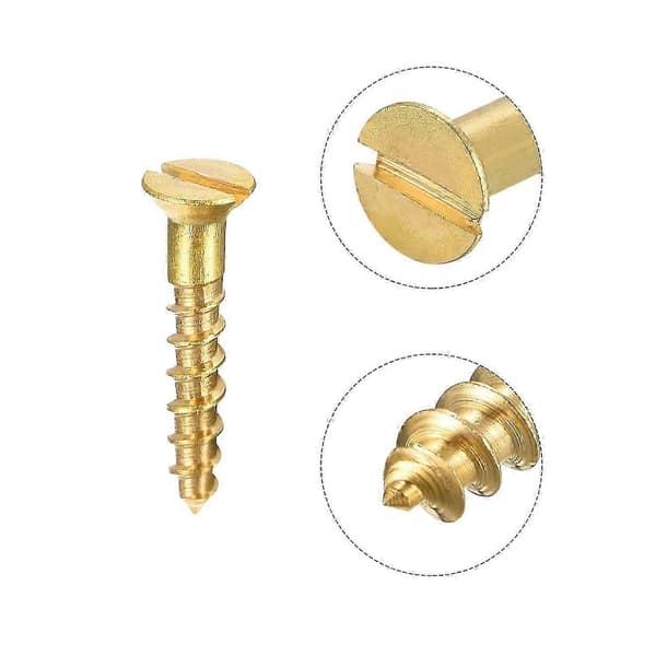 100 st M2 x 12 mm Platt Huvud Spårade Träskruvar i Mässing.