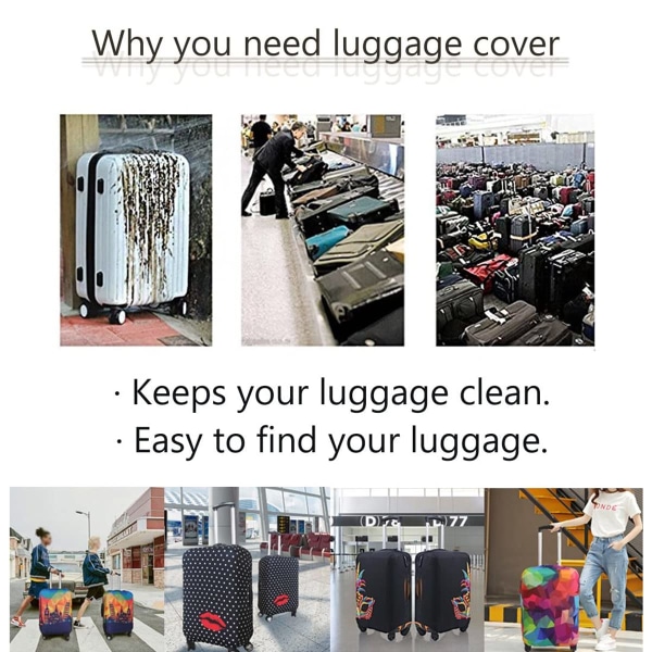 Koffertdeksel 22-24 tommers bagasjedeksel beskyttere, 3D-hologram vognkoffert Beskyttende trekk Vaskbart reisekoffertbeskytter (S)