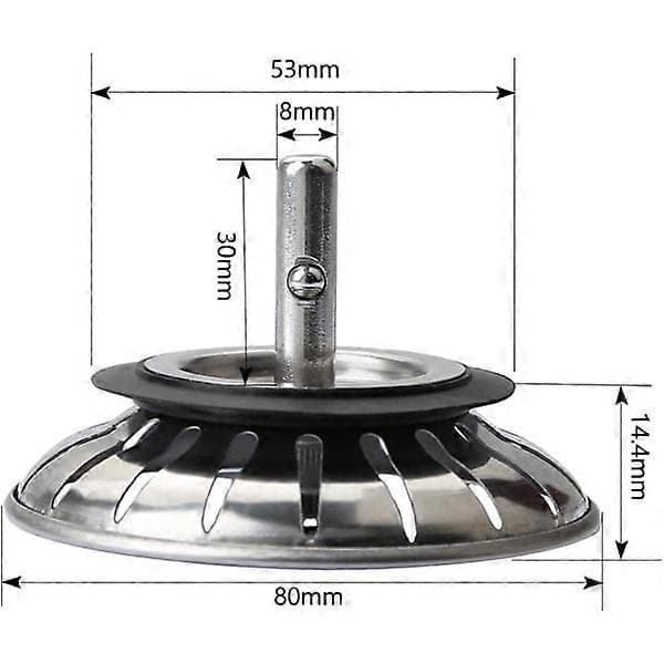 2 stk. vaskepropper kjøkkenavløpspropper erstatning i rustfritt stål med 18 hull, vanntett vaskepropp diameter 78 mm