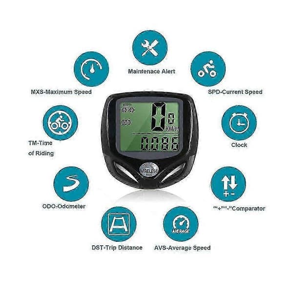 Trådløs vandtæt magnetisk sensor til cykel, speedometer, digital kilometertæller, multifunktionel cykelcomputer