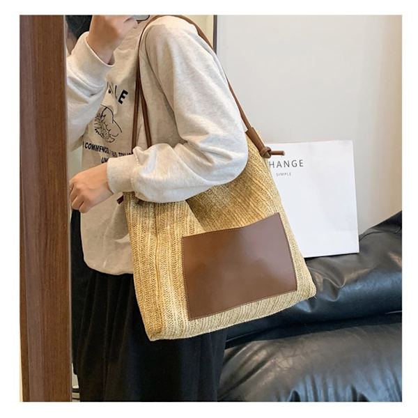 Olkalaukku Naiset Retro Kutominen Olkalaukku Casual Suuri Kapasiteetti Tote Bag