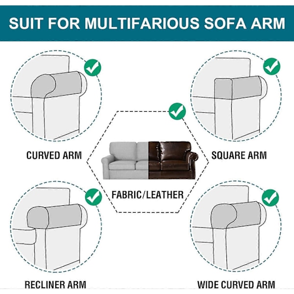 Stretch Armlenestopptrekk for Stoler og Sofaer - Sofa Armlenestopptrekk i Spandex Jacquard - Anti-Skli Møbler brown