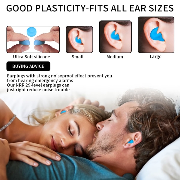 24 st öronproppar för sömnreducering, mjuka silikonproppar för sömn, återanvändbara ljuddämpande hörselproppar