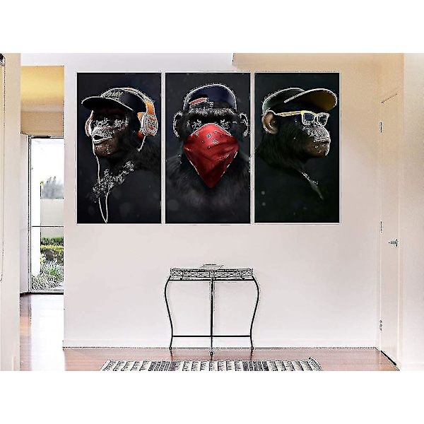 Wise Monkeys Lerret Trykk Veggkunst Lerretstrykk For Stue Moderne Hjemmedekor 30x50cm 3 Deler Lerret Bare