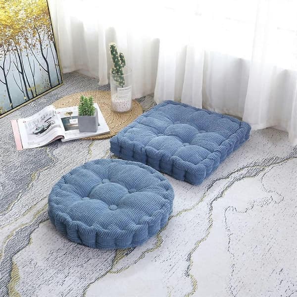 Stolputer, Runde Sitteputer for Spisestuestoler, Komfortable Polstrede Stolputer for Hjem Kontor Terrasse Bil 40cm blue