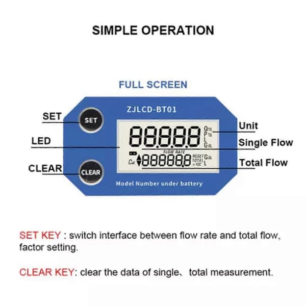 1\"/1.2\"/1.5\"/2\"/2.5\"/3\" Elektronisk LCD Turbin Flow Meter Digital Flowmeter GaukE