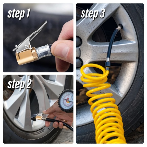 Dekk Luft Chuck med Klips Adapter 2 Stk Luft Chuck Dekk Inflator Kompressor Pumpe Koble Tung Messing Låsing Dekk Inflator Luft Chuck