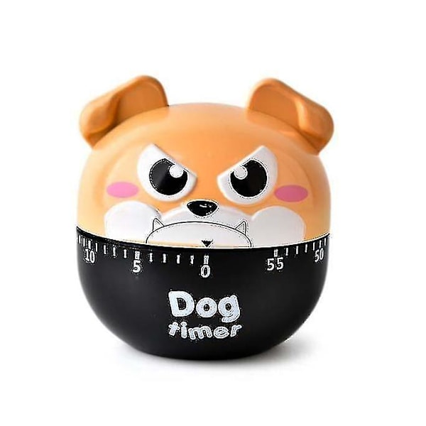 Hundeformet Timer, Plastik Manuel Mekanisk Køkken Timer Brun