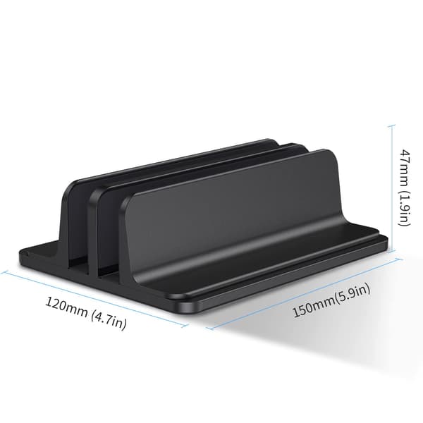 Dobbel vertikal bærbar PC-stativ, aluminiumslegering holder svart