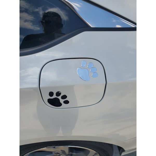 4 kpl hopeinen 3D kromi tassunjälki tarra autotarra