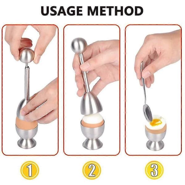 Egg Cracker Topper Cutter Sett For Bløtkokte Egg Rustfritt Stål