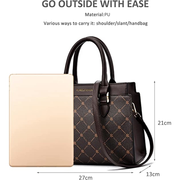 Damehåndtaske Designer Top Handle Taske Crossbody Taske (Kaffe)