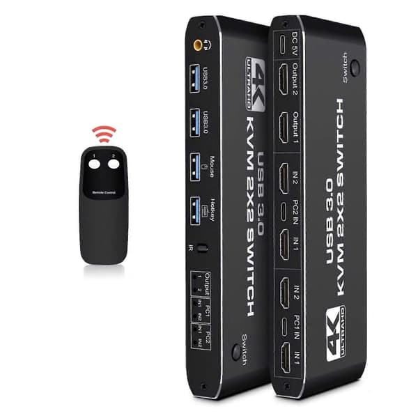 2x2 Usb 3.0 Hdmi Kvm S 4k 60hz Dobbelt Skærm Ser 2 Pdp