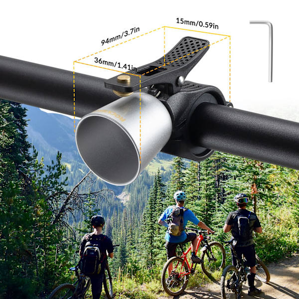 Cykelklocka, Hög Retro Cykelklocka Universal Koppar Legering Horn Vattenresistent Cykelklocka för Mountainbikes, Racercyklar, silver silver