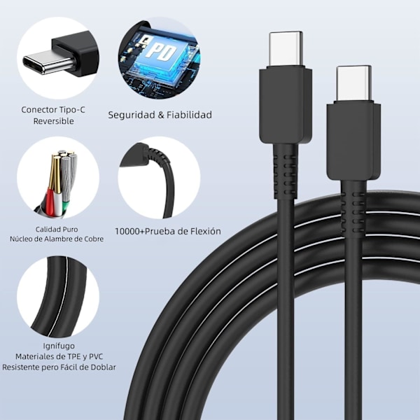 45W Superrask Lader Samsung Galaxy S24/S23/S22/S21 Ultra/S20/S20+/Note 20/10/9/8/A73/A53/A52, 1 Meter USB-C Kabel Inkludert.