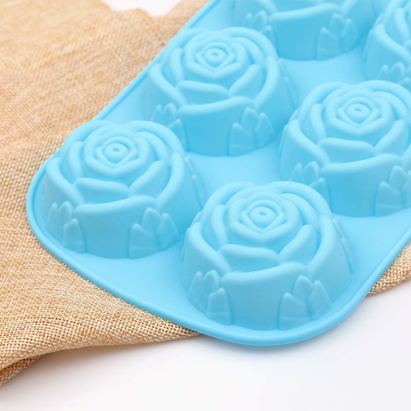 6-hullet silikone blomsterformet form, sæt med 3 stk. non-stick fødevaregodkendt silikone jumbo roseform til slik chokolade gelé, isterning - roser