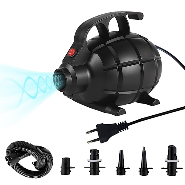 600W Elektrisk Luftpumpe med 5 Dyser for Oppblåsbare Madrasser, Flåter, Vannsenger, Båter og Plaskebasseng.