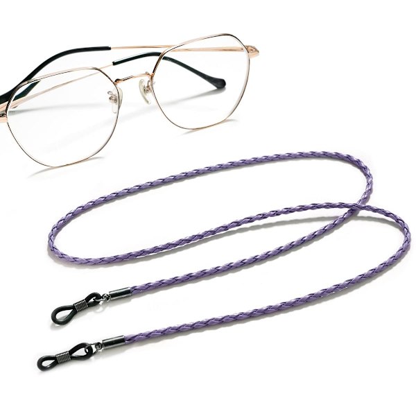 Glasögonkedjor Halsband Läder Glasögon Halsband Snöre Rep Band Läder Glasögon Sladd Justerbar Ände Glasögonhållare Glasögontillbehör, 2st lila purple